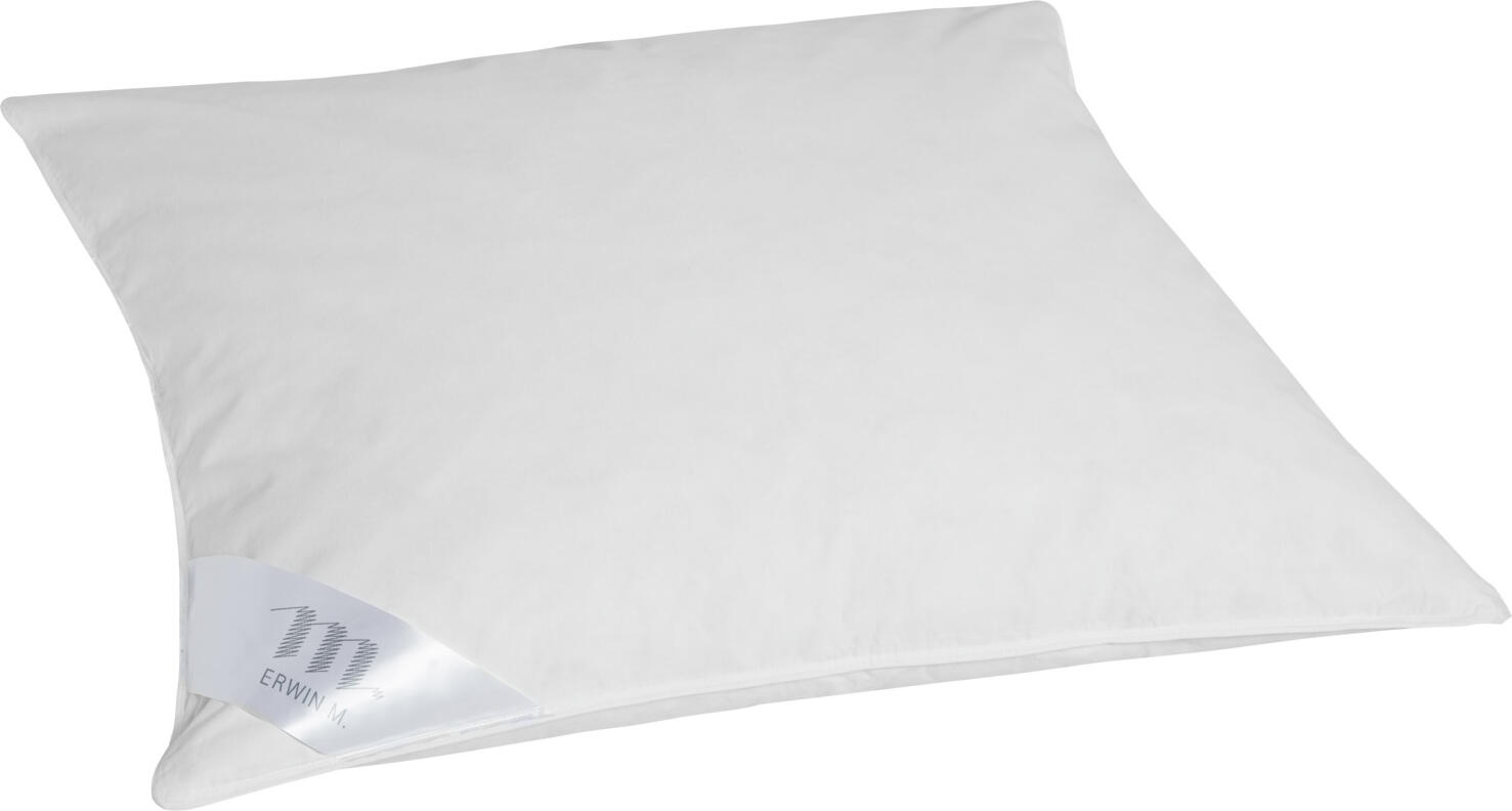 ERWIN M. Kairo Pillow, 80 x 80 cm, White, 90% Feathers 10% Down Class 1, 100% Cotton Cover, Downpass and OEKO-TEX Standard 100 Certified