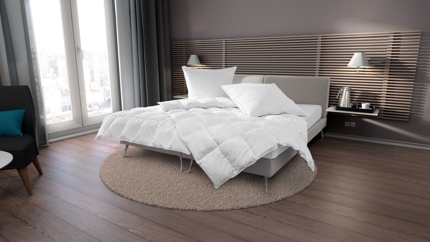 ERWIN M. Kairo Pillow, 70 x 90 cm, 90% White Feathers 10% Down Class 1, 100% Cotton Quilted Cover, Adjustable Filling with Zipper, OEKO-TEX Standard 100