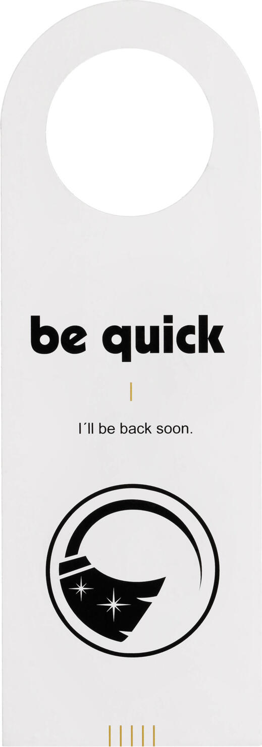 Pulsiva Boutique Hotel Door Hanger, 24 x 8.4 cm, 350 g/m² Cardboard, Double-Sided 'Be Quiet' and 'Be Quick' Signs, Black and White