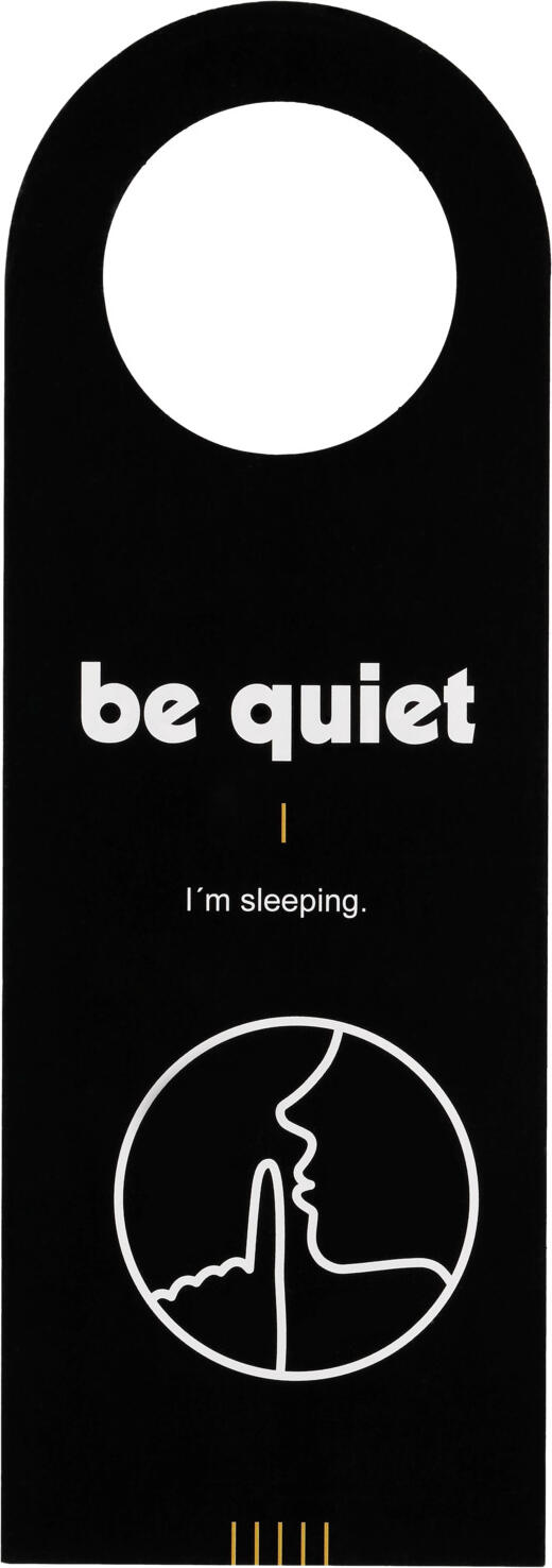 Pulsiva Boutique Hotel Door Hanger, 24 x 8.4 cm, 350 g/m² Cardboard, Double-Sided 'Be Quiet' and 'Be Quick' Signs, Black and White