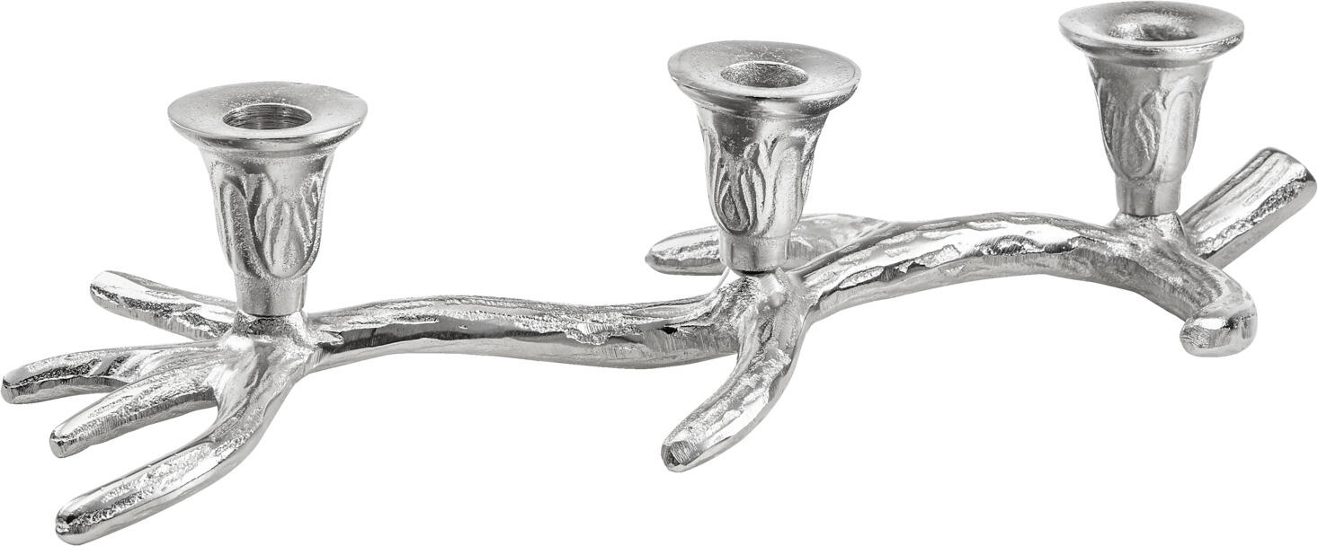 unknown LUSINI Solutions GmbH Candle holder Dilan Spitzkerzenhalter Dilan Candle holder Dilan; 39x16x8 cm (LxWxH); silver Spitzkerzenhalter Dilan; 39x16x8 cm (LxBxH); silber Aluminum candle holder in the shape of an antler. Spitzkerzenhalter aus Aluminium in Form eines Geweihs.