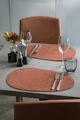 Set 6 placemats Erwin M. Lusini Shana organic, imitație piele, ovale, 30 x 45 cm, maro ruginos, reversibile, sigure pentru alimente, ștergere cu o lavetă umedă