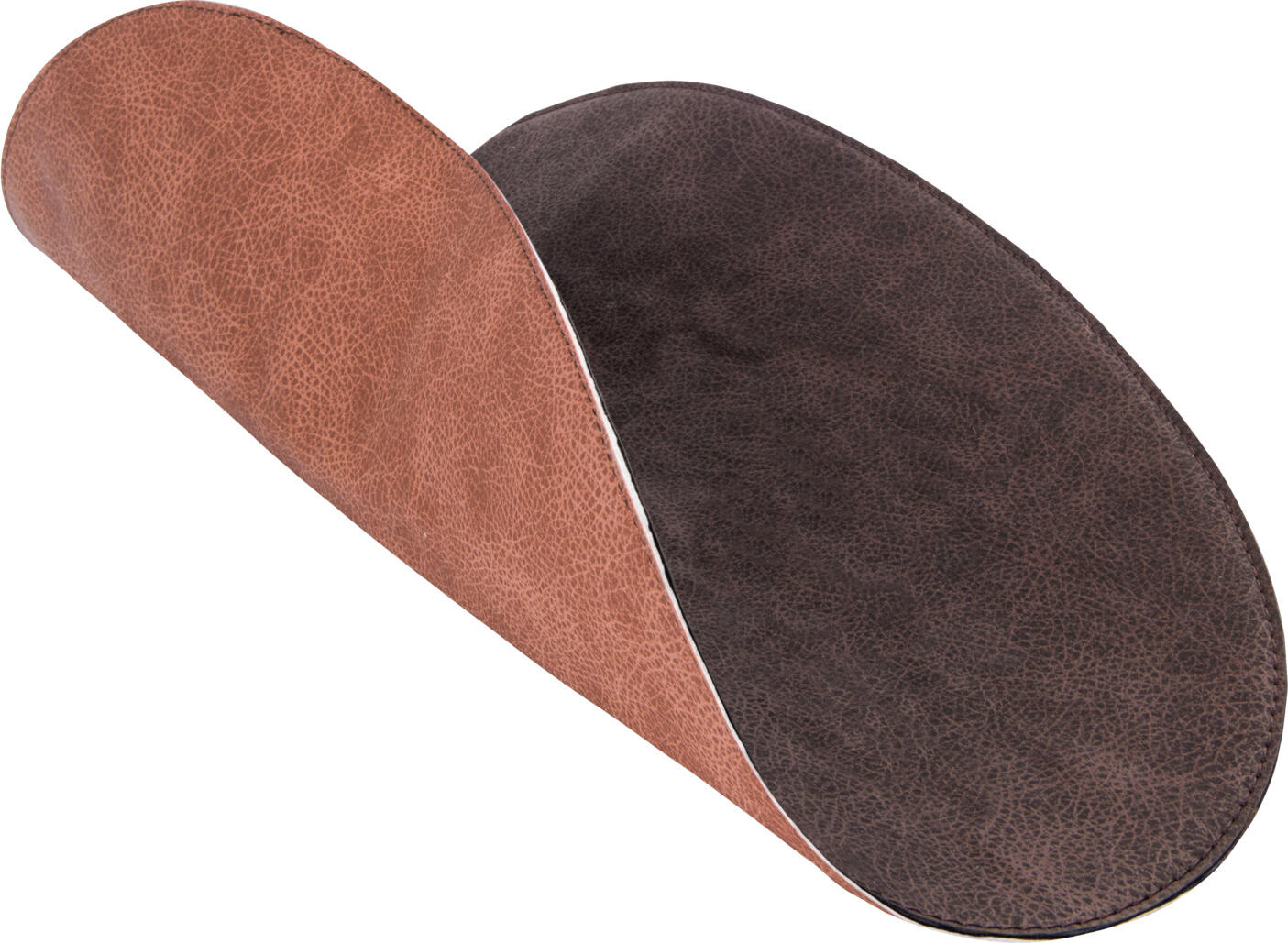 Set 6 placemats Erwin M. Lusini Shana organic, imitație piele, ovale, 30 x 45 cm, maro ruginos, reversibile, sigure pentru alimente, ștergere cu o lavetă umedă