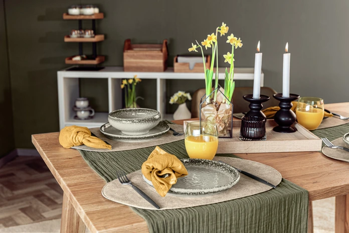 Set 6 placemats Erwin M. Lusini Shana organic, imitație piele, ovale, 30 x 45 cm, bej/taupe, reversibile, sigure pentru alimente