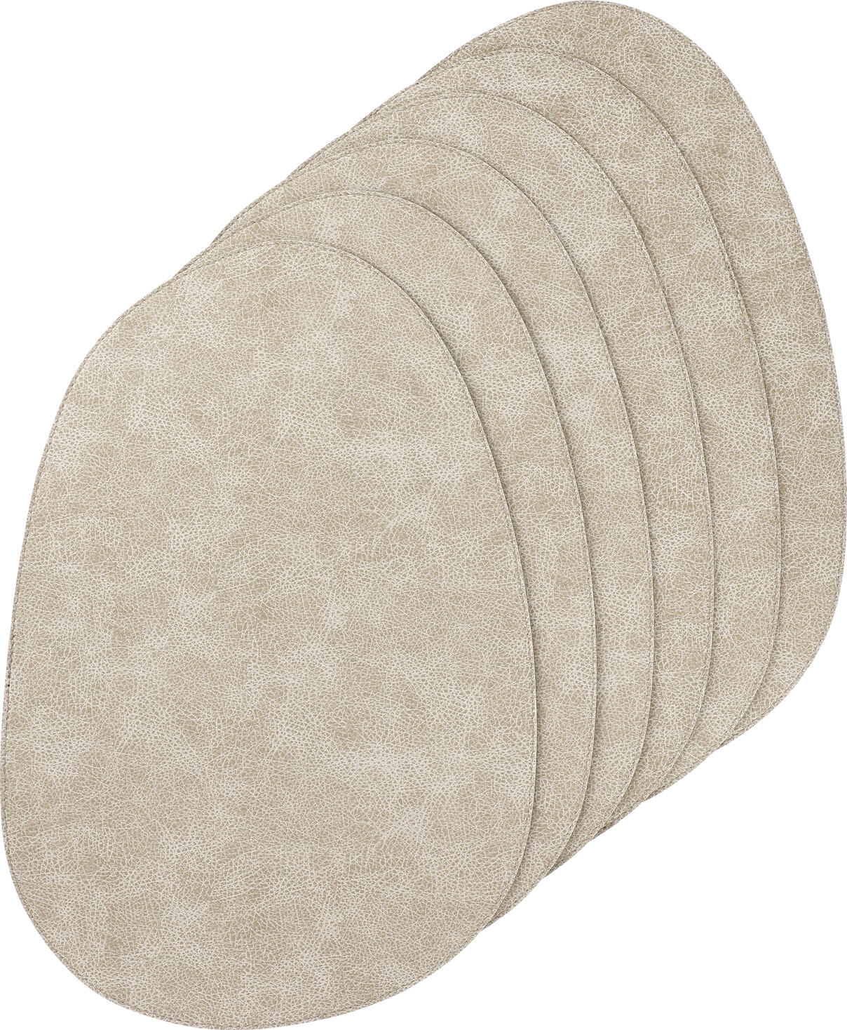 Set 6 placemats Erwin M. Lusini Shana organic, imitație piele, ovale, 30 x 45 cm, bej/taupe, reversibile, sigure pentru alimente