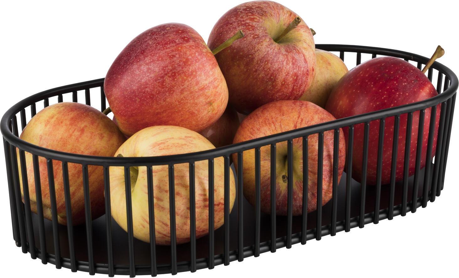 APS Urban Serving Basket, Powder-Coated Black Metal Wire Basket with Non-Slip Feet, Stackable Gastronomy Buffet Basket for Bread and Fruit, 29 x 16 x 7 cm