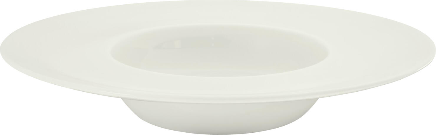 VEGA LUSINI Solutions GmbH Pasta plate Opus with wide rim Pastateller Opus mit breiter Fahne Pasta plate Opus with wide rim; 500 ml, 29x5.2 cm (ØxH); ivory; round; 4 piece / pack Pastateller Opus mit breiter Fahne; 500 ml, 29x5.2 cm (ØxH); elfenbein; rund; 4 Stück / Pack The Opus pasta plate with a wide rim has been designed for the sophisticated presentation of high-quality dishes in the professional catering sector. The ivory-coloured porcelain has an elegant and timeless appearance and highlights colours, textures and arrangements particularly effectively. The generous rim deliberately frames the dish and is ideal for pasta creations, starters or sophisticated gourmet menus. Made from high-quality, durable porcelain, the plate features a surface that is particularly resistant to cuts and scratches, retaining its shape and appearance even with intensive use. The pasta plate is dishwasher-safe and microwave-safe, making it perfectly suited to the demands of everyday restaurant and hotel use. Ideal for fine dining concepts with high standards of presentation and quality. 5-year availability service! Der Pastateller Opus mit breiter Fahne wurde für die anspruchsvolle Präsentation hochwertiger Speisen in der professionellen Gastronomie entwickelt. Das elfenbeinfarbene Porzellan wirkt edel und zeitlos und hebt Farben, Texturen und Arrangements besonders wirkungsvoll hervor. Die großzügige Fahne rahmt das Gericht bewusst ein und eignet sich ideal für Pasta Kreationen, Vorspeisen oder anspruchsvolle Gourmetmenüs. Gefertigt aus hochwertigem, widerstandsfähigem Porzellan überzeugt der Teller durch eine besonders schnitt  und kratzfeste Oberfläche, die auch bei intensiver Nutzung form  und optikstabil bleibt. Der Pastateller ist spülmaschinenfest und mikrowellengeeignet und damit optimal auf die Anforderungen im Restaurant  und Hotelalltag abgestimmt. Ideal für Fine Dining Konzepte mit hohem Anspruch an Präsentation und Qualität. 5 Jahre Nachkaufservice!