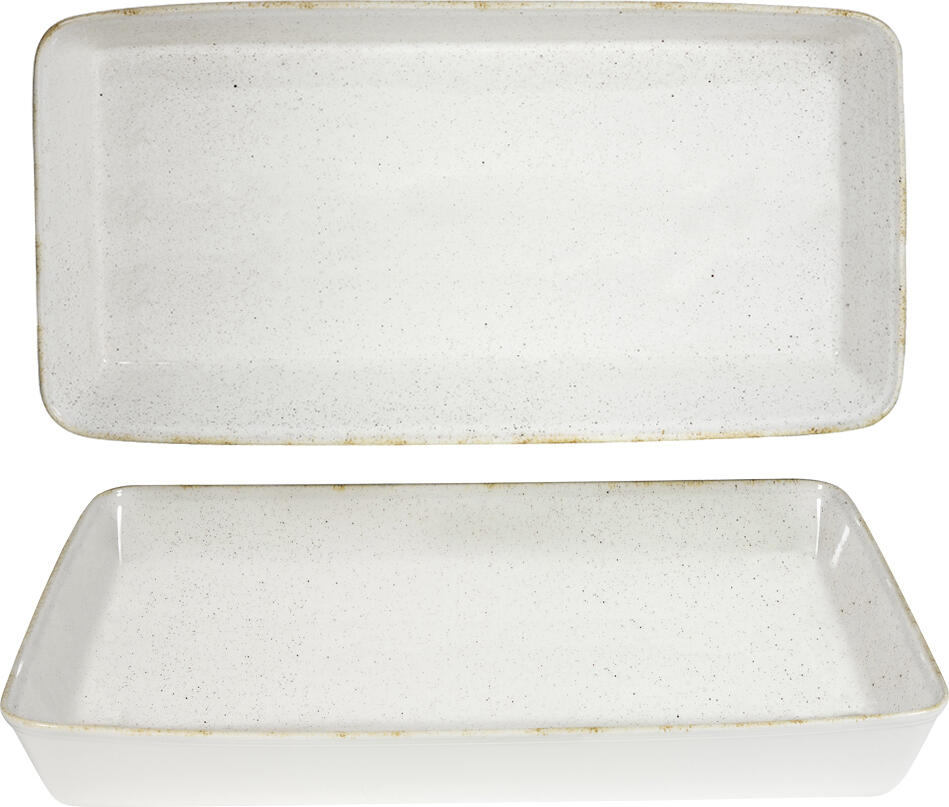 Churchill Stonecast Hints Rectangular Buffet Bowl, 2 pieces, 6000 ml, Super Vitrified Fine China, Hand-Decorated Rustic Speckle Finish, Underglaze Professional Gastronomy Ware