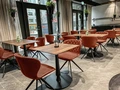 VEGA Kansas Upholstered Shell Chair, Ergonomic Imitation Leather and Polyester, Black Powder-Coated Steel Frame, 49x56x78 cm, 160 kg Max Load