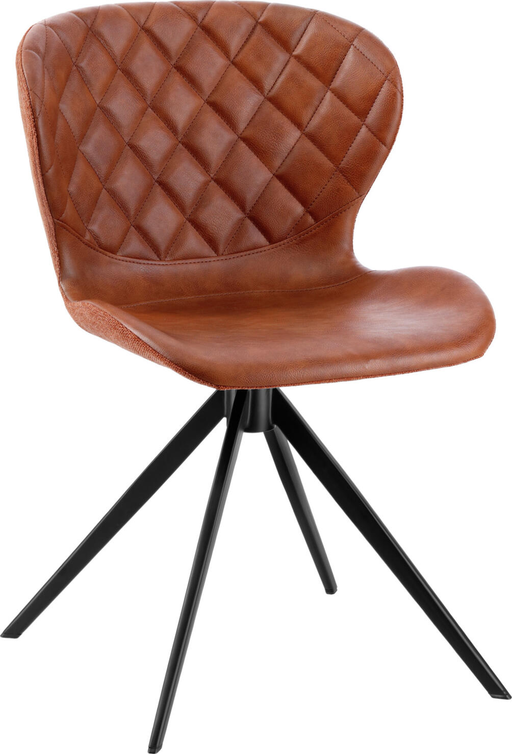 VEGA LUSINI Solutions GmbH Chair Kansas Schalenstuhl Kansas Chair Kansas; 49x56x78 cm (WxDxH); seat cognac, base black; 2 piece / pack Schalenstuhl Kansas; 49x56x78 cm (BxTxH); Sitz cognac, Gestell schwarz; 2 Stück / Pack Upholstered chair with a black powder-coated steel frame and a seat shell made of a material mix of imitation leather and fabric. Fabric (100% polyester) on the outside and hard-wearing imitation leather on the inside. Plastic glides included. Felt glides can be requested separately - due to the small contact surface, these must be attached to the chair with standard superglue. Ergonomically shaped seat with stitching. Only suitable for indoor use. Supplied disassembled, including fixing material. Order matching bar chair at the same time. Polsterstuhl mit einem schwarz pulverbeschichtetem Stahlgestell und einer Sitzschale aus einem Materialmix aus Kunstleder und Stoff. Auf der Außenseite Stoff (100 % Polyester) und auf der Innenseite strapazierfähiges Kunstleder. Inklusive Kunststoffgleiter. Filzgleiter können gerne separat angefragt werden – aufgrund der kleinen Auflagefläche müssen diese mit handelsüblichem Sekundenkleber am Stuhl befestigt werden. Ergonomisch geformte Sitzfläche mit Absteppungen. Nur für den Innenbereich geeignet. Lieferung erfolgt zerlegt, inklusive Befestigungsmaterial. Passenden Barstuhl gleich mitbestellen.