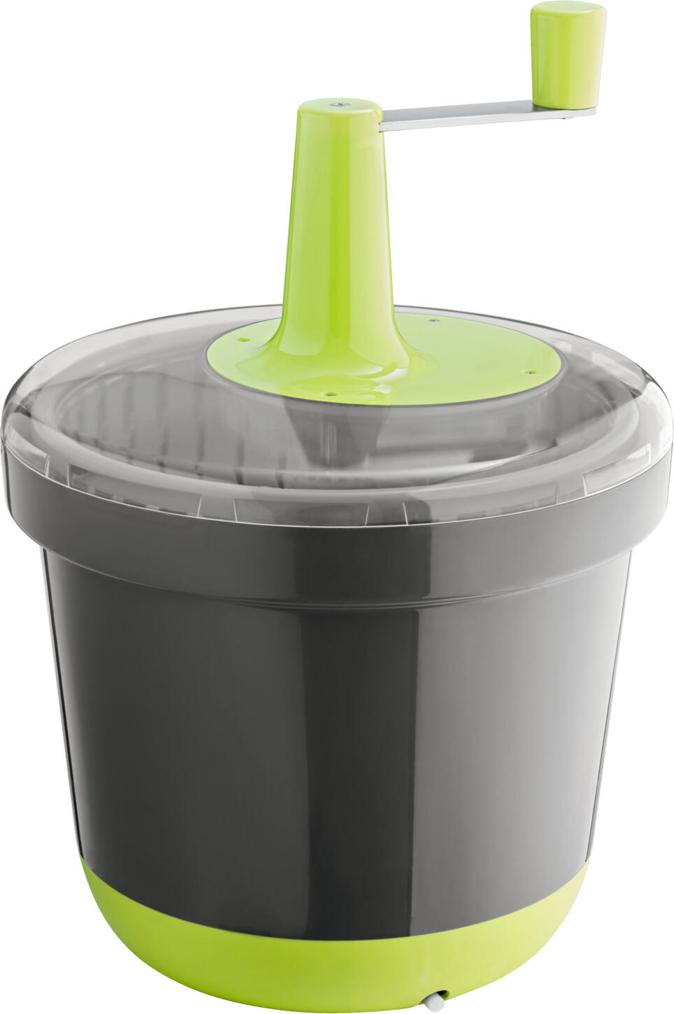 VEGA LUSINI Solutions GmbH Salad spinner Amanida Salatschleuder Amanida Salad spinner Amanida; 20 l, 41x58.5 cm (ØxH); green/transparent/grey Salatschleuder Amanida; 20 l, 41x58.5 cm (ØxH); grün/transparent/grau Salad spinner made of sturdy plastic which helps to save time in the professional kitchen thanks to its high capacity of 20 liters. Very large quantities of salad can be washed in one process. Thanks to its ergonomic handle, the salad spinner is easy to use despite its size and a transparent lid makes it easy to see what's going on. The integrated basket is suitable for dishwasher and equipped with two intermediate shelves, making it possible to spin two types of salad at the same time. VEGA design - only available from us.  The plastic bucket is non-slip and has a water drainage system. The hose required for this is supplied and can be connected as required. Salatschleuder aus stabilem Kunststoff welche durch ihr hohes Fassungsvermögen von 20 l hilft, in der Profiküche Zeit zu sparen. Es können sehr große Salatmengen in einem Vorgang gewaschen werden. Durch ihren ergonomischen Griff ist die Salatschleuder trotz ihrer Größe bequem zu bedienen und ein transparenter Deckel erleichtert die Einsicht. Der integrierte Korb ist spülmaschinengeeignet und mit zwei Zwischenböden ausgestattet, welche es möglich machen zwei Salatsorten gleichzeitig zu schleudern. VEGA Eigendesign - nur bei uns erhältlich.  Der Kunststoffeimer ist rutschfest und verfügt über eine mögliche Wasserableitung. Der dazu benötige Schlauch wird mitgeliefert und kann nach Bedarf angeschlossen werden.