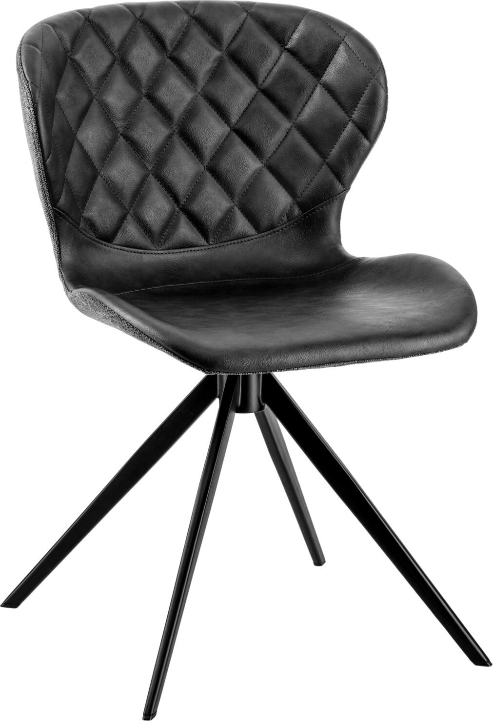 VEGA LUSINI Solutions GmbH Chair Kansas Schalenstuhl Kansas Chair Kansas; 49x56x78 cm (WxDxH); seat black/light-grey, base black; 2 piece / pack Schalenstuhl Kansas; 49x56x78 cm (BxTxH); Sitz schwarz/hellgrau, Gestell schwarz; 2 Stück / Pack Upholstered chair with a black powder-coated steel frame and a seat shell made of a material mix of imitation leather and fabric. Fabric (100% polyester) on the outside and hard-wearing imitation leather on the inside. Plastic glides included. Felt glides can be requested separately - due to the small contact surface, these must be attached to the chair with standard superglue. Ergonomically shaped seat with stitching. Only suitable for indoor use. Supplied disassembled, including fixing material. Order matching bar chair at the same time. Polsterstuhl mit einem schwarz pulverbeschichtetem Stahlgestell und einer Sitzschale aus einem Materialmix aus Kunstleder und Stoff. Auf der Außenseite Stoff (100 % Polyester) und auf der Innenseite strapazierfähiges Kunstleder. Inklusive Kunststoffgleiter. Filzgleiter können gerne separat angefragt werden – aufgrund der kleinen Auflagefläche müssen diese mit handelsüblichem Sekundenkleber am Stuhl befestigt werden. Ergonomisch geformte Sitzfläche mit Absteppungen. Nur für den Innenbereich geeignet. Lieferung erfolgt zerlegt, inklusive Befestigungsmaterial. Passenden Barstuhl gleich mitbestellen.