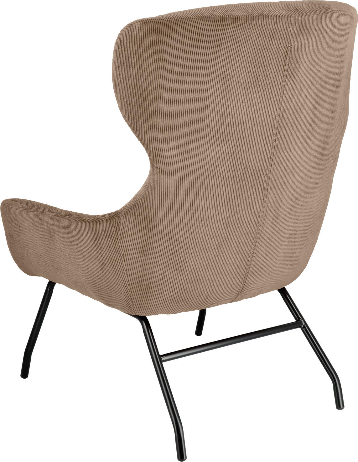 VEGA Malin Wing Chair, Taupe Corduroy Upholstery, Powder-Coated Steel Frame, 75x77x103 cm, Fire-Retardant, Classic Vintage Style