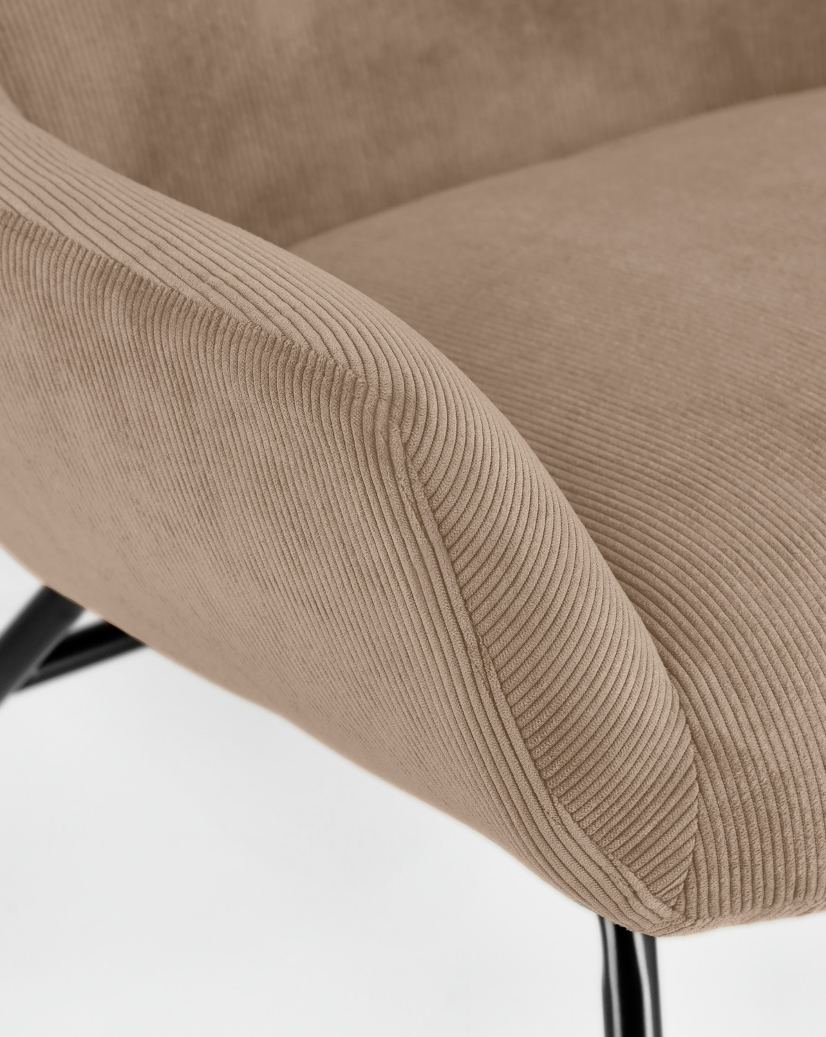 VEGA Malin Wing Chair, Taupe Corduroy Upholstery, Powder-Coated Steel Frame, 75x77x103 cm, Fire-Retardant, Classic Vintage Style
