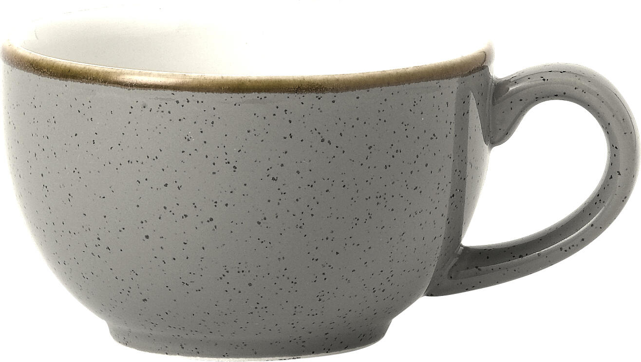 Churchill Churchill China (UK) ltd. Cappuccino cup Stonecast Peppercorn Cappuccino Tasse Stonecast Peppercorn Cappuccino cup Stonecast Peppercorn; 170 ml, 9x5.5 cm (ØxH); grey/brown; round; 12 piece / pack Cappuccino Tasse Stonecast Peppercorn; 170 ml, 9x5.5 cm (ØxH); grau/braun; rund; 12 Stück / Pack Rustic charm with an astounding effect — hand-decorated and individually inspired by the changing of the seasons, add warmth and rustic style to your table with this versatile hand-painted design, available in 15 stunning colors. Die Cappuccino Tasse für die Gastronomie Stonecast „Peppercorn“ von Churchill ist ideal für den professionellen Kaffeeservice. Als Stonecast Peppercorn Cappuccino Tasse verbindet sie modernes Design mit hoher Funktionalität. Diese Tasse für Restaurants und Cafés ist langlebig und servicegerecht.