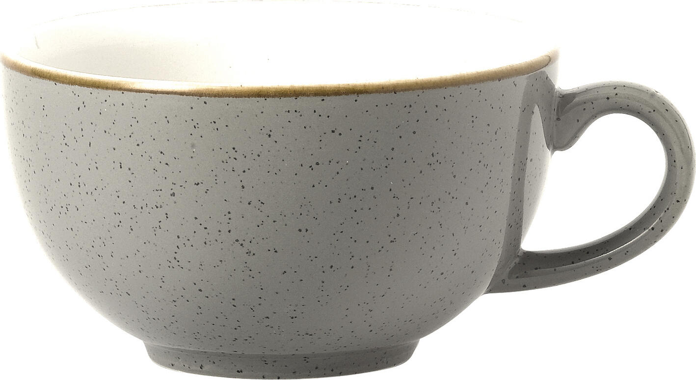 Churchill Churchill China (UK) ltd. Cappuccino cup Stonecast Peppercorn Cappuccino Tasse Stonecast Peppercorn Cappuccino cup Stonecast Peppercorn; 280 ml, 11x6 cm (ØxH); grey/brown; round; 12 piece / pack Cappuccino Tasse Stonecast Peppercorn; 280 ml, 11x6 cm (ØxH); grau/braun; rund; 12 Stück / Pack Rustic charm with an astounding effect — hand-decorated and individually inspired by the changing of the seasons, add warmth and rustic style to your table with this versatile hand-painted design, available in 15 stunning colors. Die Cappuccino Tasse für die Gastronomie Stonecast „Peppercorn“ von Churchill ist ideal für den professionellen Kaffeeservice. Als Stonecast Peppercorn Cappuccino Tasse verbindet sie modernes Design mit hoher Funktionalität. Diese Tasse für Restaurants und Cafés ist langlebig und servicegerecht.