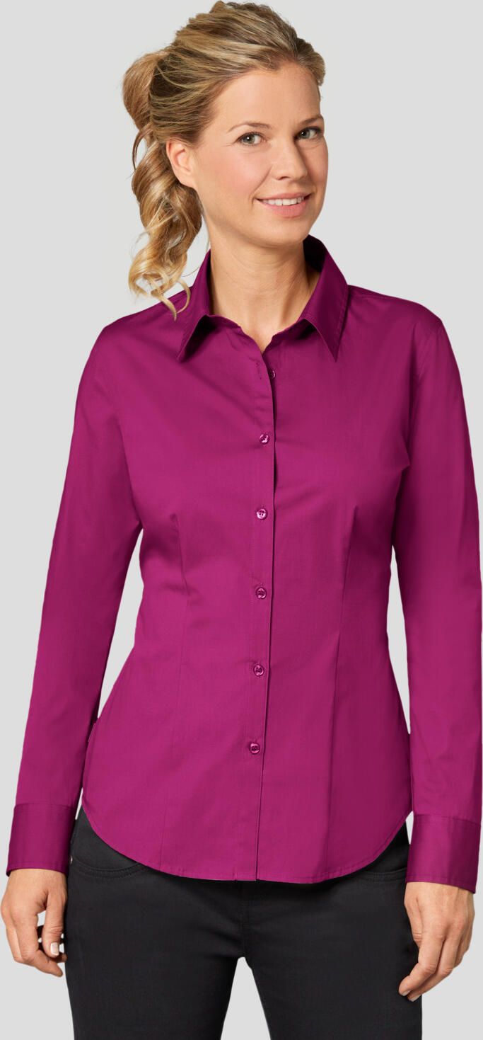 Bluza Jobeline Cecaria pentru femei cu maneca lunga, croiala ajustata, bumbac elastan, guler clasic, tiv rotunjit, OEKO-TEX Standard 100