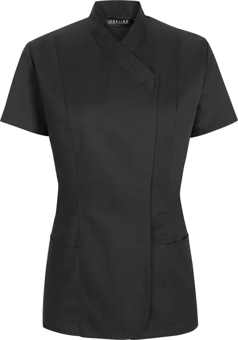 Jobeline Maila Women's Short-Sleeved Tunic, 65% Polyester 35% Cotton, Waist-Cut Healthcare Scrub, OEKO-TEX Standard 100, 70cm Back Length
