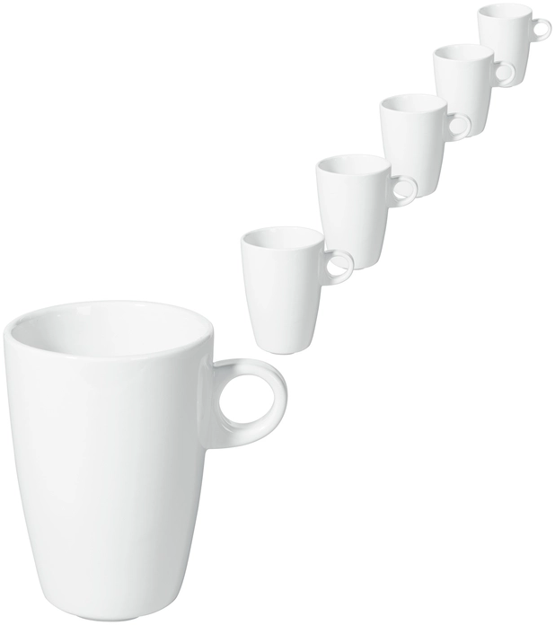 Cana pentru Latte VEGA Bistro, 300ml Porțelan Alb, Design Subțire și Înalt, Compatibilă cu Mașina de Spălat Vase și Cuptorul cu Microunde