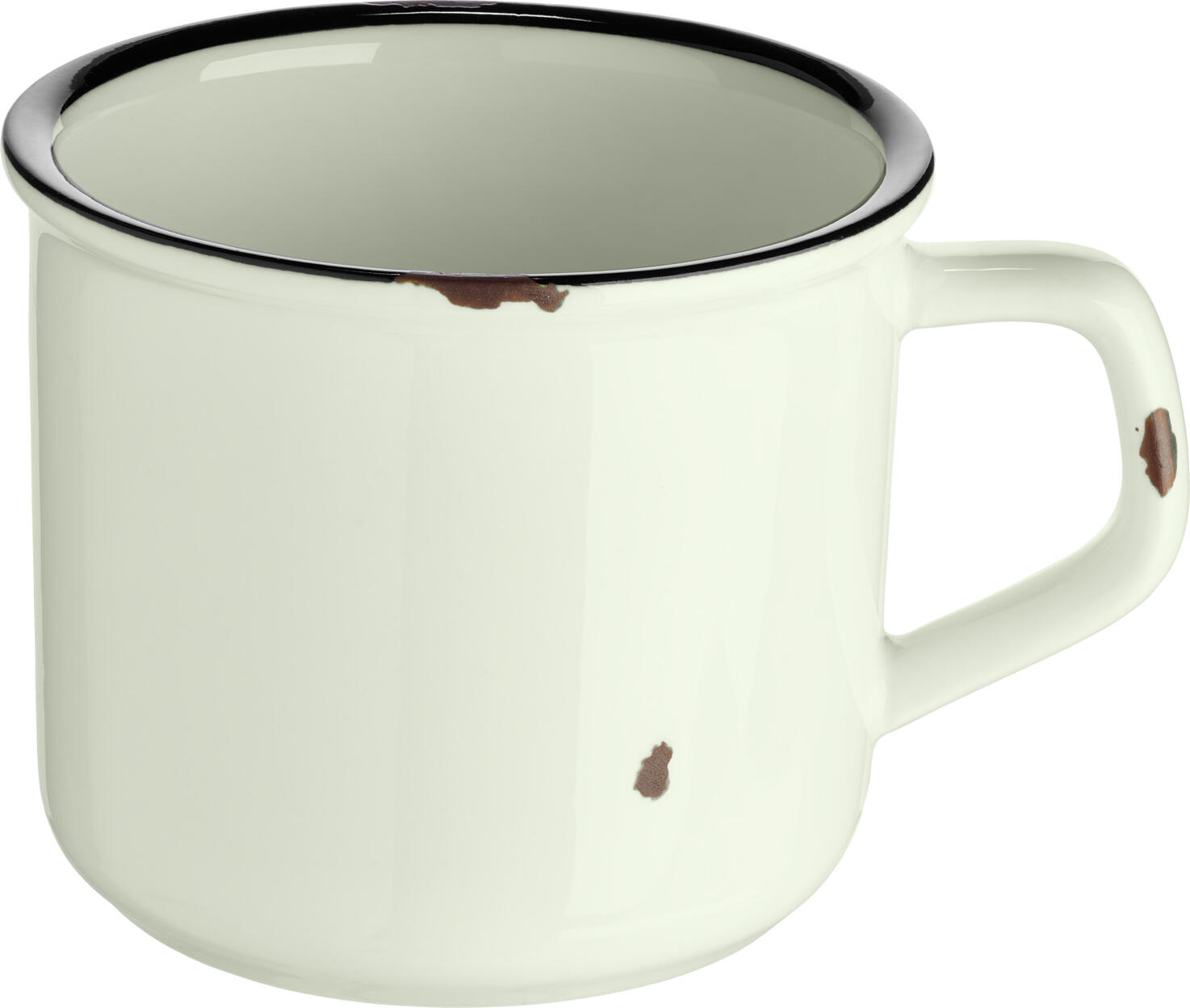 VEGA Liron Porcelain Coffee Cup Set, Round Shape, Retro Cream White with Black Rim, Dishwasher and Microwave Safe