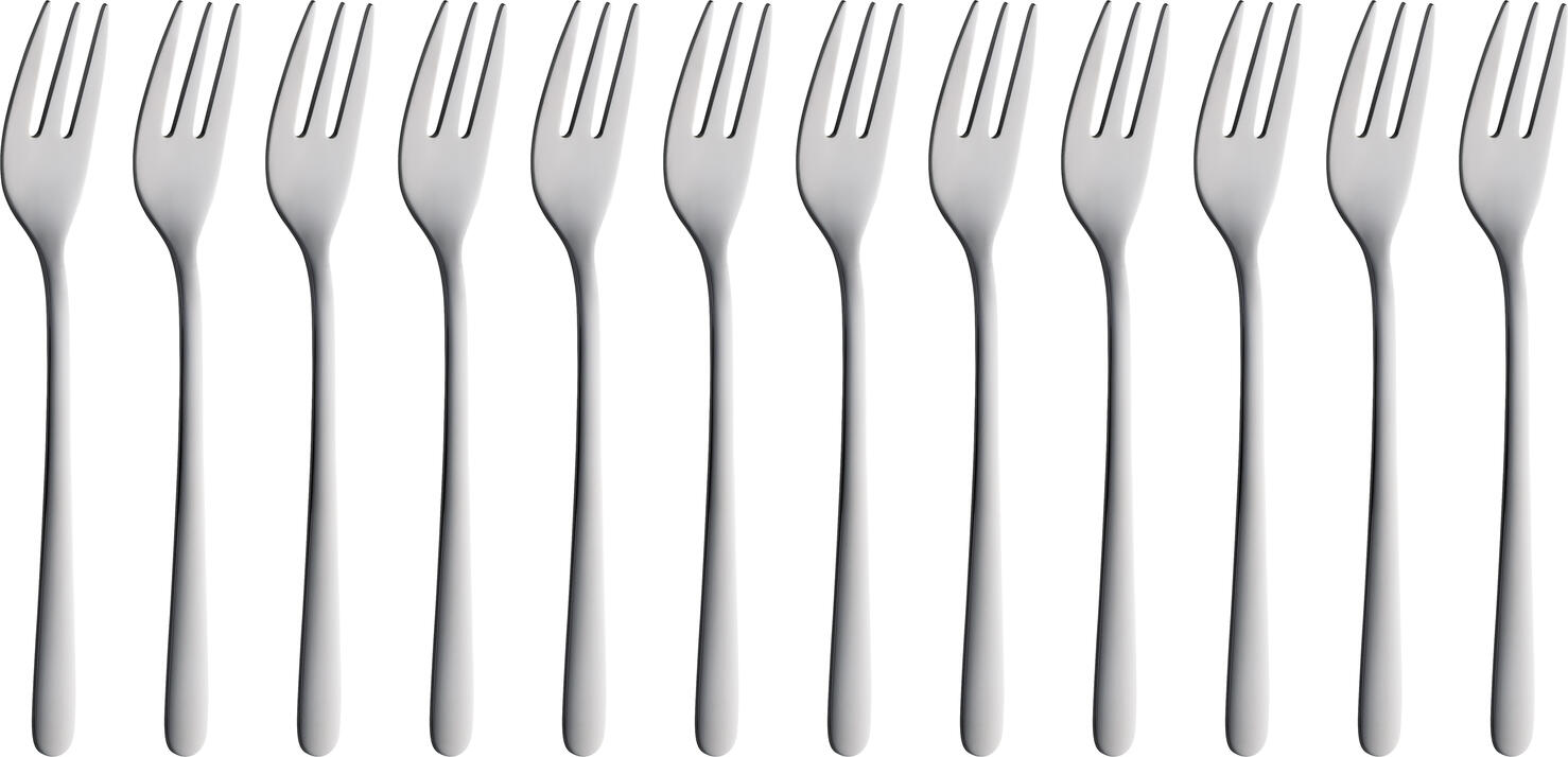 Pulsiva Nizza Cake Fork Set, 18/0 Chrome-Stainless Steel, Rustproof and Nickel-Free, Mirror Polished, 15 cm, Dishwasher Safe, Elegant Dessert Cutlery
