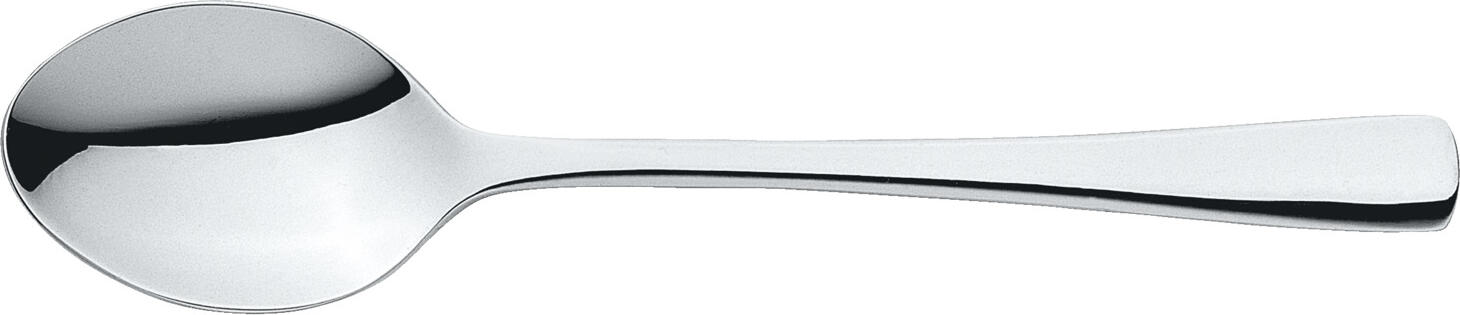 PULSIVA LUSINI Solutions GmbH Table spoon Linz Menülöffel Linz Table spoon Linz; 19.3 cm (L); silver, handle silver; 12 piece / pack Menülöffel Linz; 19.3 cm (L); silber, Griff silber; 12 Stück / Pack Chrome-nickel stainless steel 18/10, rustproof. Table spoon with straight shape. Mirror polished. Material thickness 2.5 mm (measured at the thickest point of the table fork). Dishwasher safe. Chrom-Nickel-Edelstahl 18/10, rostfrei. Menülöffel mit geradliniger Form. Hochglanzpoliert. Gastronomiegerechte Materialstärke 2,5 mm (gemessen an der stärksten Stelle des Menügabel). Spülmaschinenfest.