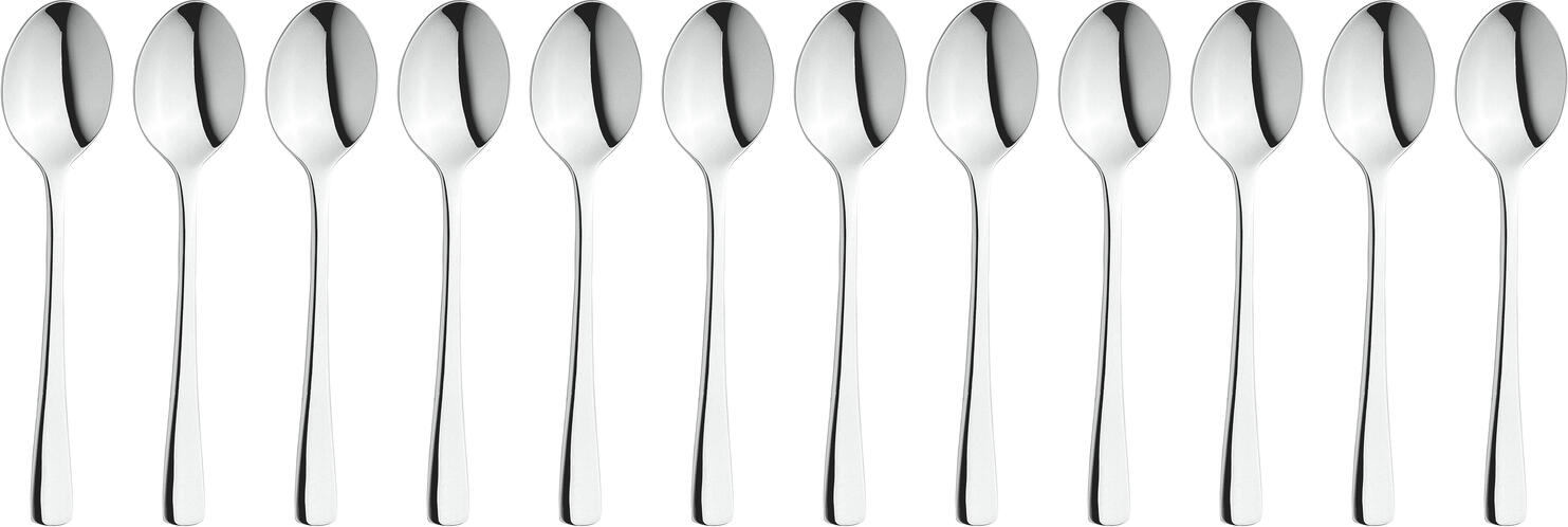 PULSIVA LUSINI Solutions GmbH Table spoon Linz Menülöffel Linz Table spoon Linz; 19.3 cm (L); silver, handle silver; 12 piece / pack Menülöffel Linz; 19.3 cm (L); silber, Griff silber; 12 Stück / Pack Chrome-nickel stainless steel 18/10, rustproof. Table spoon with straight shape. Mirror polished. Material thickness 2.5 mm (measured at the thickest point of the table fork). Dishwasher safe. Chrom-Nickel-Edelstahl 18/10, rostfrei. Menülöffel mit geradliniger Form. Hochglanzpoliert. Gastronomiegerechte Materialstärke 2,5 mm (gemessen an der stärksten Stelle des Menügabel). Spülmaschinenfest.