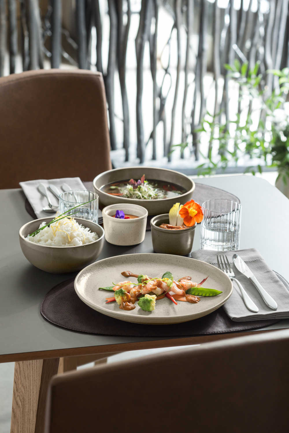 VEGA Ossori Deep Plate, Colored Stoneware, 21 cm Diameter, 800 ml Capacity, Dark-taupe, Dishwasher and Microwave Safe, Round, Set of 6