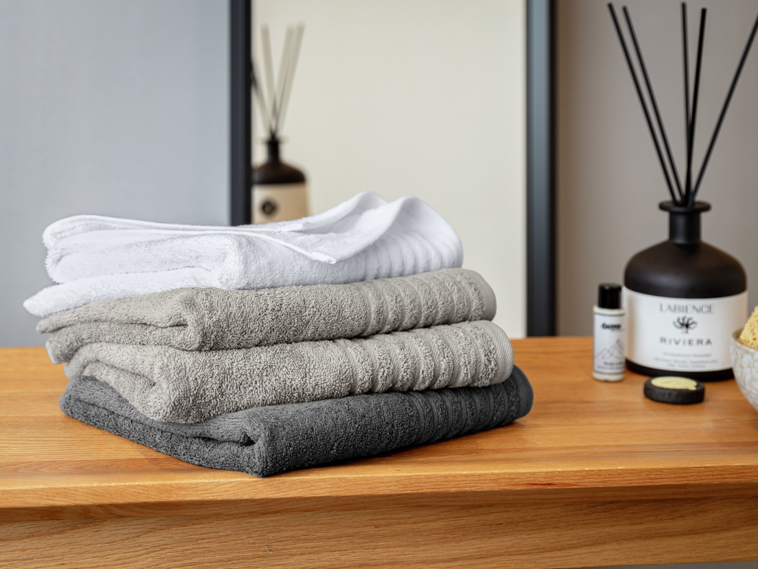 ERWIN M. LUSINI Olymp Face Towel, 100% Cotton, 30 x 30 cm, Grey, Absorbent Loop Weave, OEKO-TEX Standard 100, Heavy Duty Robust Soft Fabric