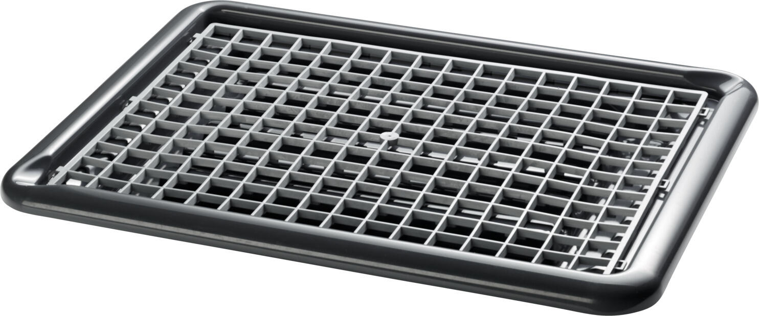 Fuchs Gastronomiebedarf Glass draining mat Aluente Gläser-Abtropfmatte Aluente Glass draining mat Aluente; 47x37x5 cm (LxWxH); grey Gläser-Abtropfmatte Aluente; 47x37x5 cm (LxBxH); grau Glass drip mat with tub made of plastic with integrated spout for easy emptying. Gläserabtropfmatte mit Wanne aus Kunststoff mit integriertem Ausgießer zum einfachen Entleeren.