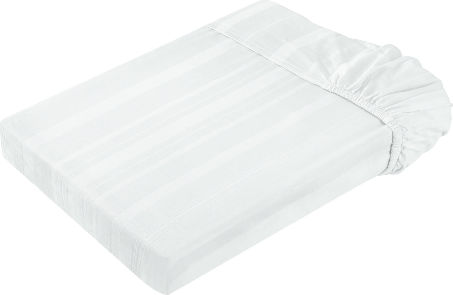ERWIN M. LUSINI Solutions GmbH Fitted sheet Trient Spannbettlaken Trient Fitted sheet Trient; 140x200 cm (WxL); white Spannbettlaken Trient; 140x200 cm (BxL); weiß 80% cotton, 20% polyester. Weight approx. 130 g/m². Woven fitted sheet with striped design made of hard-wearing blended fabric. Quick-drying and easy to iron. Fitted sheet is not mangle-proof and must be ironed by hand for a wrinkle-free fit. Thread count (TC)-thread density: 180 threads per inch. Weave type: Satin 80 % Baumwolle, 20 % Polyester. Gewicht ca. 130 g/m². Gewebtes Spannbettlaken mit Streifenmuster aus strapazierfähigem Mischgewebe. Schnelltrocknend und bügelleicht. Spannbettlaken ist nicht mangelfest und muss für faltenfreien Sitz per Hand gebügelt werden. Thread Count (TC) -Fadendichte: 180 Fäden je Inch Webart: Satin