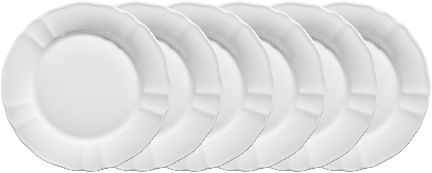Farfurie Rasa VEGA Amely din Porcelana Alba, Diametru 19 cm, Rotunda cu Relief Subtil si Margini Decorative, Compatibila cu Masina de Spalat Vase si Cuptor cu Microunde