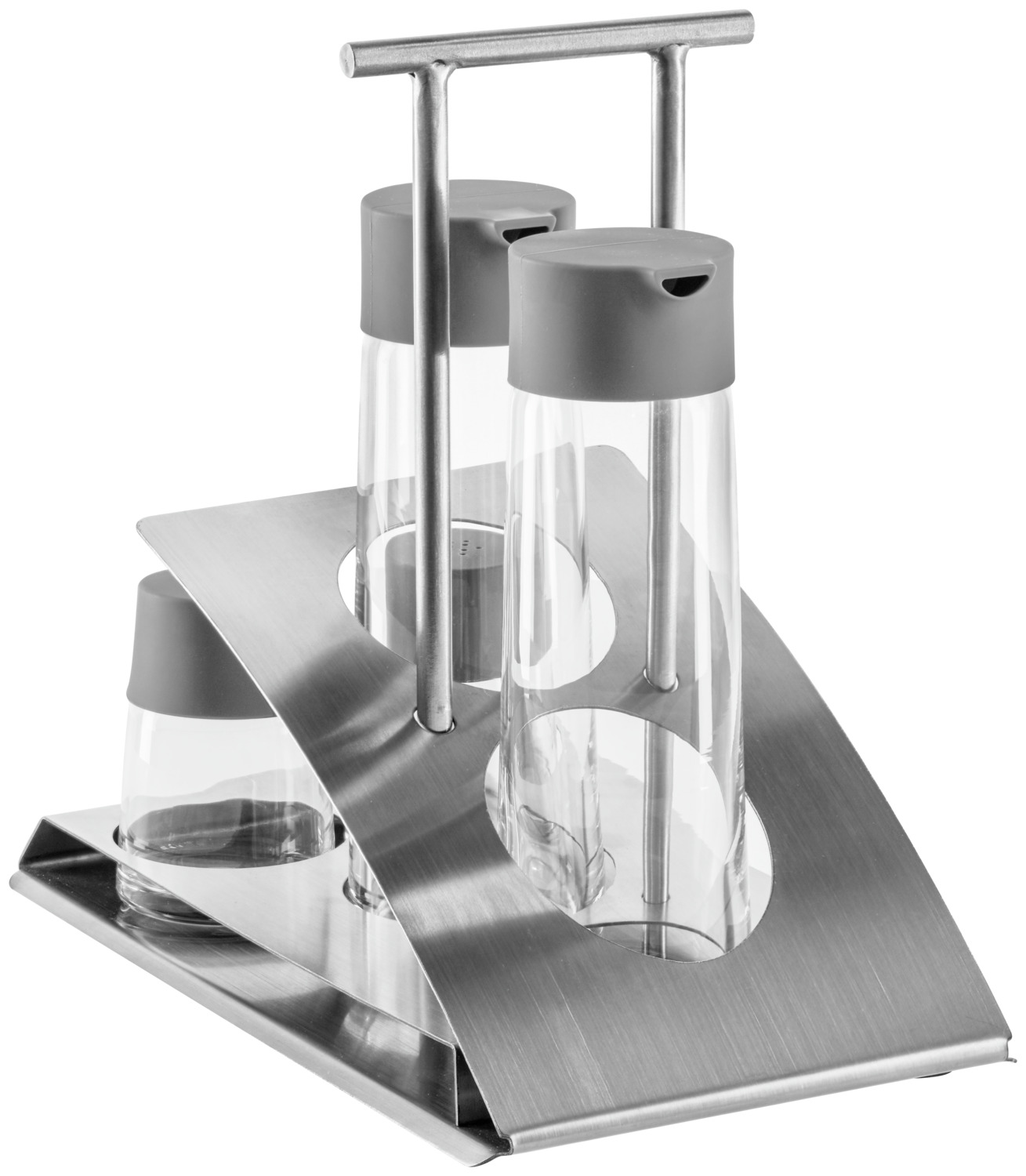 VEGA Sadro Cruet Holder, Stainless Steel 18/0, Silver, with Integrated Handle, 13.9 x 22.9 x 25.2 cm