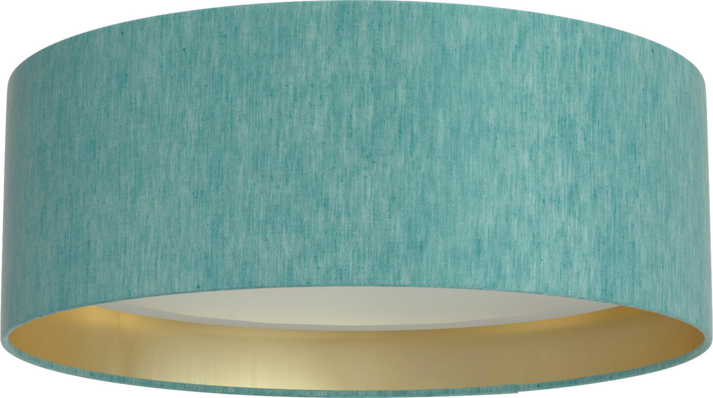 Nemec Ceiling lamp Mathea Blended fabric Deckenleuchte Mathea Mischgewebe Ceiling lamp Mathea Blended fabric; 20x50 cm (HxØ); teal Deckenleuchte Mathea Mischgewebe; 20x50 cm (HxØ); petrol A slightly different surface-mounted ceiling light in a round design. The timeless shape has become a true classic and a staple in the world of lighting. The recessed diffuser on the Mathea ceiling light makes it possible to see inside. This brings the special metallic gold foil at the bottom edge into view, softening the appearance of both the light and the room. Delivery includes mounting accessories, illuminant not included. Die etwas andere Deckenaufbauleuchte in runder Form. Ihre zeitlose Form ist mittlerweile ein Klassiker und aus der Welt der Beleuchtung nicht mehr wegzudenken. Besonders durch den zurückversetzten Diffusor erlaubt Mathea Einblicke auf ihre Innenseite. So erscheint die spezielle metallische Folien in Gold am unteren Rand und lockert damit nicht nur die Leuchte sonder auch den Raum auf. Lieferung inkl. Befestigungsmaterial, ohne Leuchtmittel.