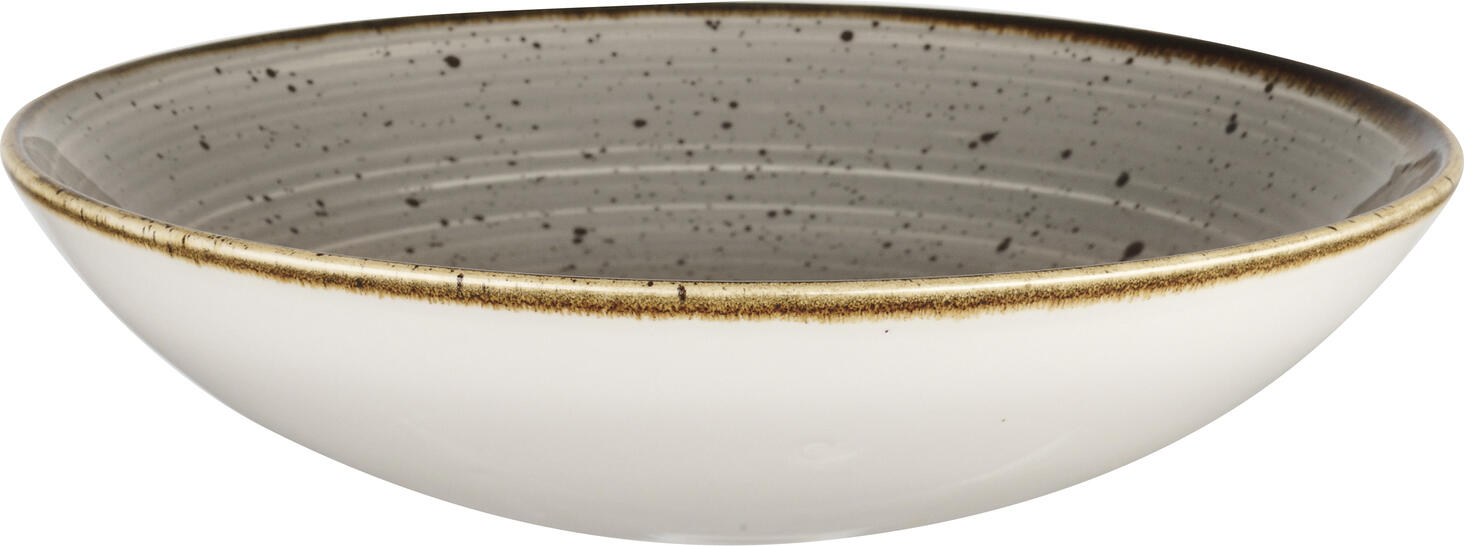 Churchill Churchill China (UK) ltd. Deep bowl Stonecast Peppercorn Coupe Schale tief Stonecast Peppercorn Coupe Deep bowl Stonecast Peppercorn Coupe; 1136 ml, 24.8x3.6 cm (ØxH); grey/brown; round; 12 piece / pack Schale tief Stonecast Peppercorn Coupe; 1136 ml, 24.8x3.6 cm (ØxH); grau/braun; rund; 12 Stück / Pack Rustic charm with an astounding effect — hand-decorated and individually inspired by the changing of the seasons, add warmth and rustic style to your table with this versatile hand-painted design, available in 15 stunning colors. Die tiefe Coupe Schale für die Gastronomie Stonecast „Peppercorn“ von Churchill eignet sich perfekt für Pasta, Suppen und Bowls. Als Stonecast Peppercorn Schale tief Coupe kombiniert sie modernes Design mit hoher Funktionalität. Eine Schale für Restaurants, die für intensive Nutzung ausgelegt ist.