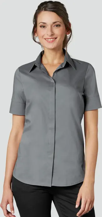 Jobeline Fiore Women's Short Sleeve Blouse, Regular Fit, Cotton-Polyester Blend, Easy-Iron, OEKO-TEX Certified, Concealed Placket, Extra-Long Back