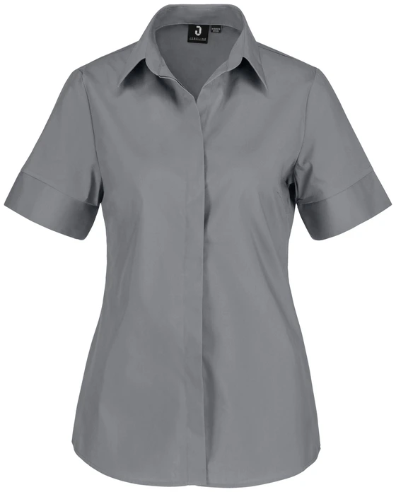 Jobeline Fiore Women's Short Sleeve Blouse, Regular Fit, Cotton-Polyester Blend, Easy-Iron, OEKO-TEX Certified, Concealed Placket, Extra-Long Back