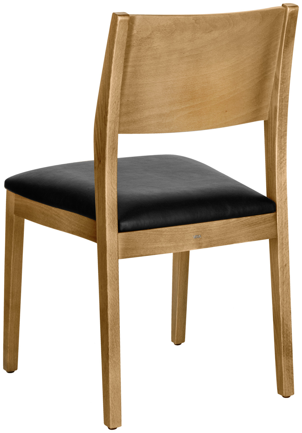 VEGA Stak Stacking Chair, Beech Wood Frame, Imitation Leather Seat, Black and Light-brown, 48x51x86 cm, Stackable up to 5, Indoor Use