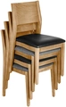 VEGA Stak Stacking Chair, Beech Wood Frame, Imitation Leather Seat, Black and Light-brown, 48x51x86 cm, Stackable up to 5, Indoor Use