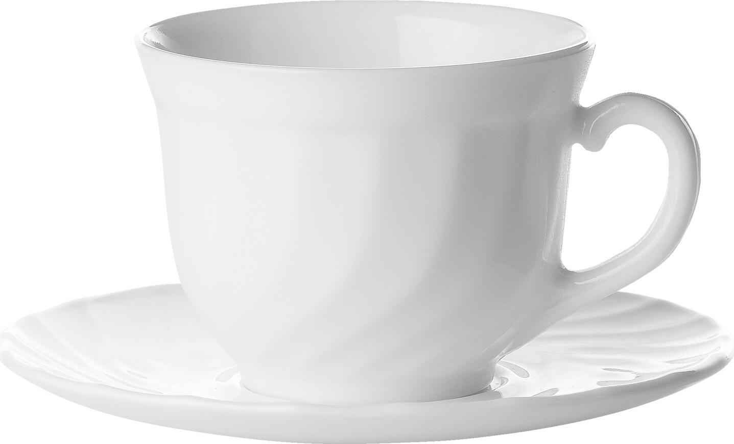 Ceasca de cafea Arcoroc Trianon, 220ml Sticla Opal Temperata Alba, Design cu Relief Rezistent la Socuri, Compatibila cu Masina de Spalat Vase si Cuptor cu Microunde