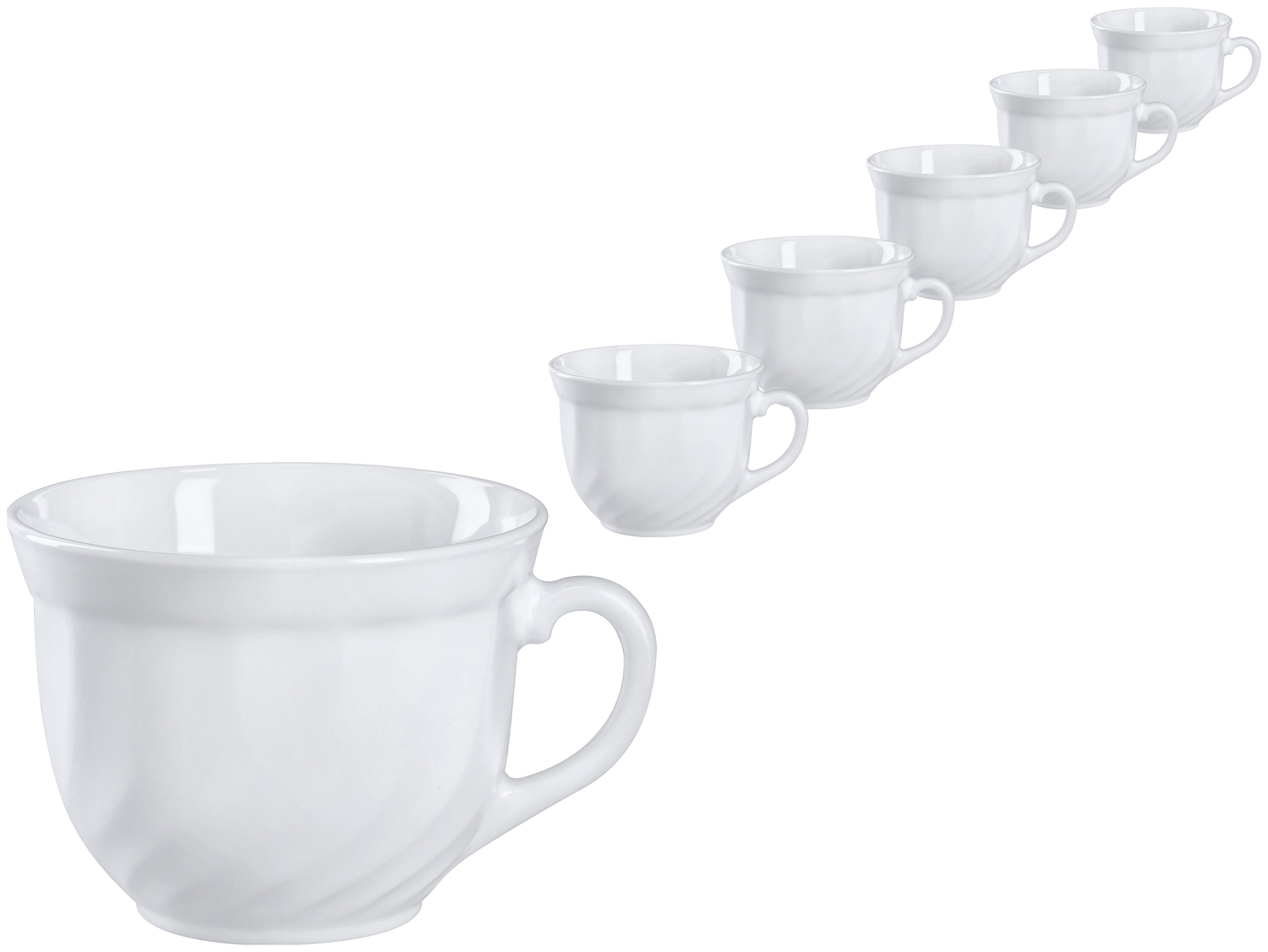 Ceasca de cafea Arcoroc Trianon, 220ml Sticla Opal Temperata Alba, Design cu Relief Rezistent la Socuri, Compatibila cu Masina de Spalat Vase si Cuptor cu Microunde