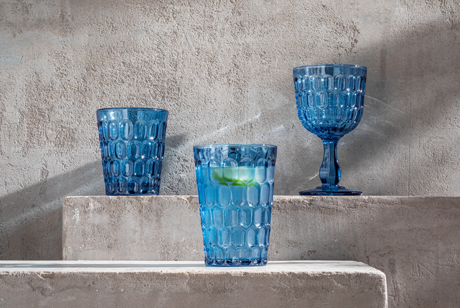 VEGA Isabella Red Wine Glass, 300 ml, Blue Solid Colored Glass with Trendy Texture, Dishwasher Safe, Stable Design, Set of 6