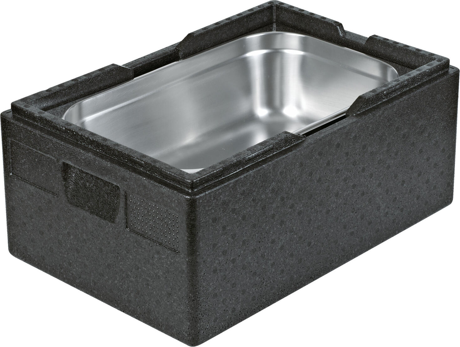 Cutie termica Pulsiva Thermo box 1/1 GN Eco, 30L, cu capac, plastic EPP negru, 60x40x23 cm, -40 pana la +120 °C, reciclabila