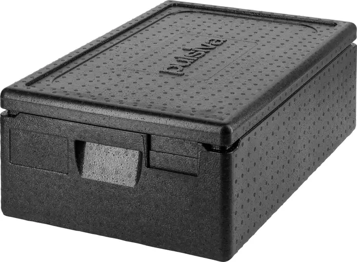 Cutie termica Pulsiva Thermo box 1/1 GN Eco, 30L, cu capac, plastic EPP negru, 60x40x23 cm, -40 pana la +120 °C, reciclabila