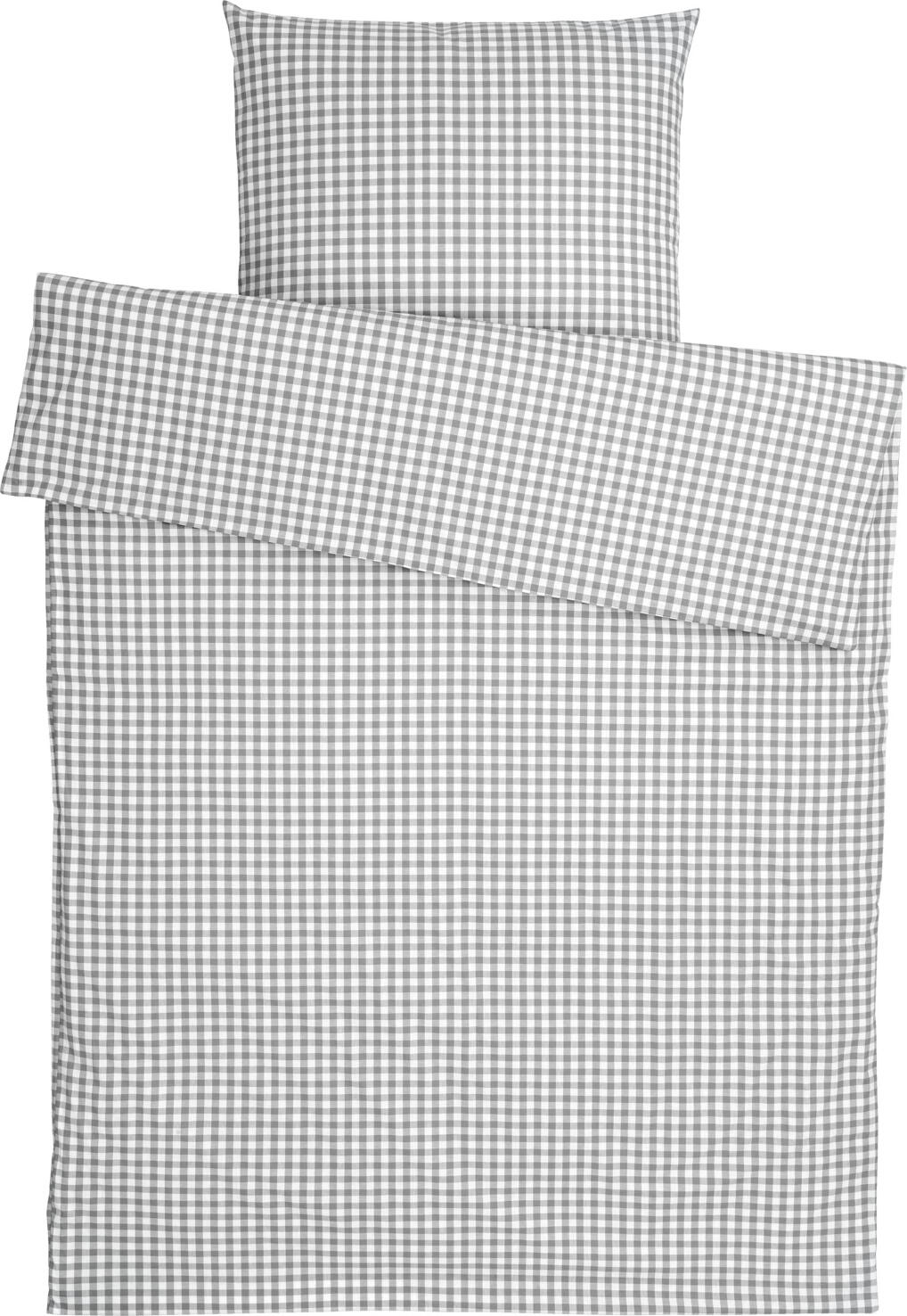 ERWIN M. LUSINI Solutions GmbH Bedding set Tux hotel closure Bettwäsche-Set Tux Hotelverschluss Bedding set Tux hotel closure; 135x200 cm (WxL), 80x80 cm (LxW); grey Bettwäsche-Set Tux Hotelverschluss; 135x200 cm (BxL), 80x80 cm (LxB); grau 100% cotton. Weight approx 140 g/m². Bed set with traditional check pattern. With hotel closure for quick covering of the pillows. Reaches the specified size after three washes. Mercerized. Durable, easy to clean. Thread Count (TC) -thread density: 112 threads per inch. Weave: Renforce 100 % Baumwolle. Gewicht ca. 140 g/m². Bettgarnitur mit traditionellem Karo-Muster. Mit Hotelverschluss für schnelles Beziehen der Kissen. Erreicht nach drei Waschgängen die angegebene Größe. Mercerisiert. Strapazierfähig, pflegeleicht. Thread Count (TC) -Fadendichte: 112 Fäden je Inch Webart: Renforcé