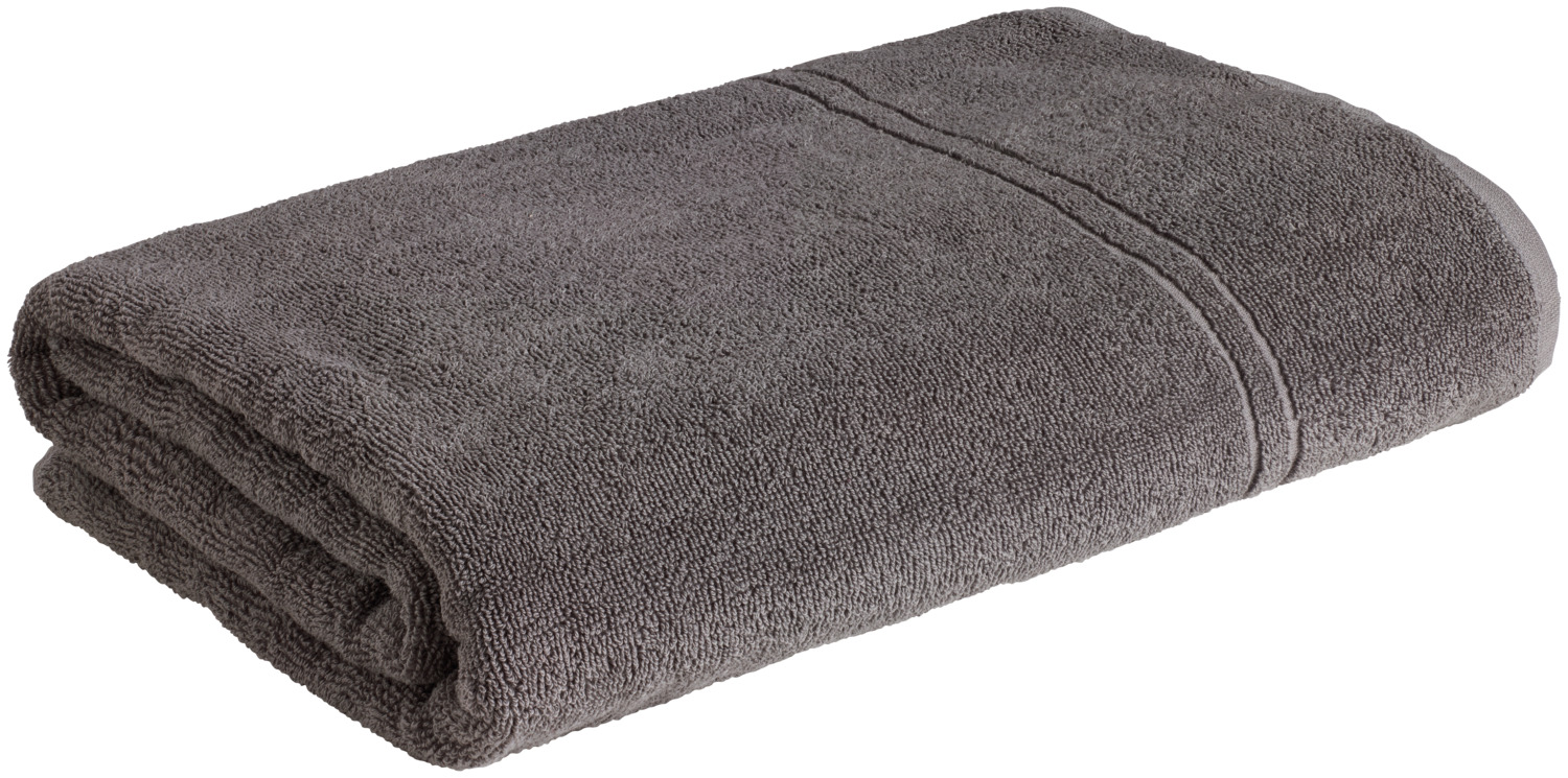 ERWIN M. LUSINI Solutions GmbH Sauna towel Dina Saunatuch Dina Sauna towel Dina; 70x200 cm (WxL); anthracite Saunatuch Dina; 70x200 cm (BxL); anthrazit 100% cotton. Weight approx. 500 g/m². Particularly absorbent sauna towel made of durable twisted terry cloth. With subtle striped border. Personalization possible. 100 % Baumwolle. Gewicht ca. 500 g/m². Besonders saugfähiges Saunatuch aus strapazierfähigem Zwirnfrottier. Mit dezenter Streifenbordüre. Personalisierung möglich.
