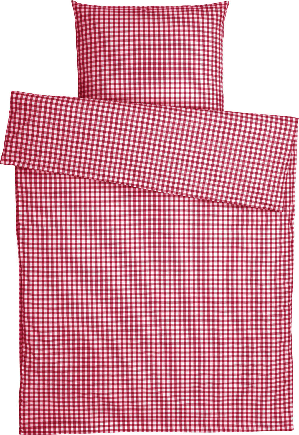 ERWIN M. LUSINI Solutions GmbH Bedding set Tux hotel closure Bettwäsche-Set Tux Hotelverschluss Bedding set Tux hotel closure; 140x200 cm (WxL), 70x90 cm (LxW); red Bettwäsche-Set Tux Hotelverschluss; 140x200 cm (BxL), 70x90 cm (LxB); rot 100% cotton. Weight approx 140 g/m². Bed set with traditional check pattern. With hotel closure for quick covering of the pillows. Reaches the specified size after three washes. Mercerized. Durable, easy to clean. Thread Count (TC) -thread density: 112 threads per inch. Weave: Renforce 100 % Baumwolle. Gewicht ca. 140 g/m². Bettgarnitur mit traditionellem Karo-Muster. Mit Hotelverschluss für schnelles Beziehen der Kissen. Erreicht nach drei Waschgängen die angegebene Größe. Mercerisiert. Strapazierfähig, pflegeleicht. Thread Count (TC) -Fadendichte: 112 Fäden je Inch Webart: Renforcé