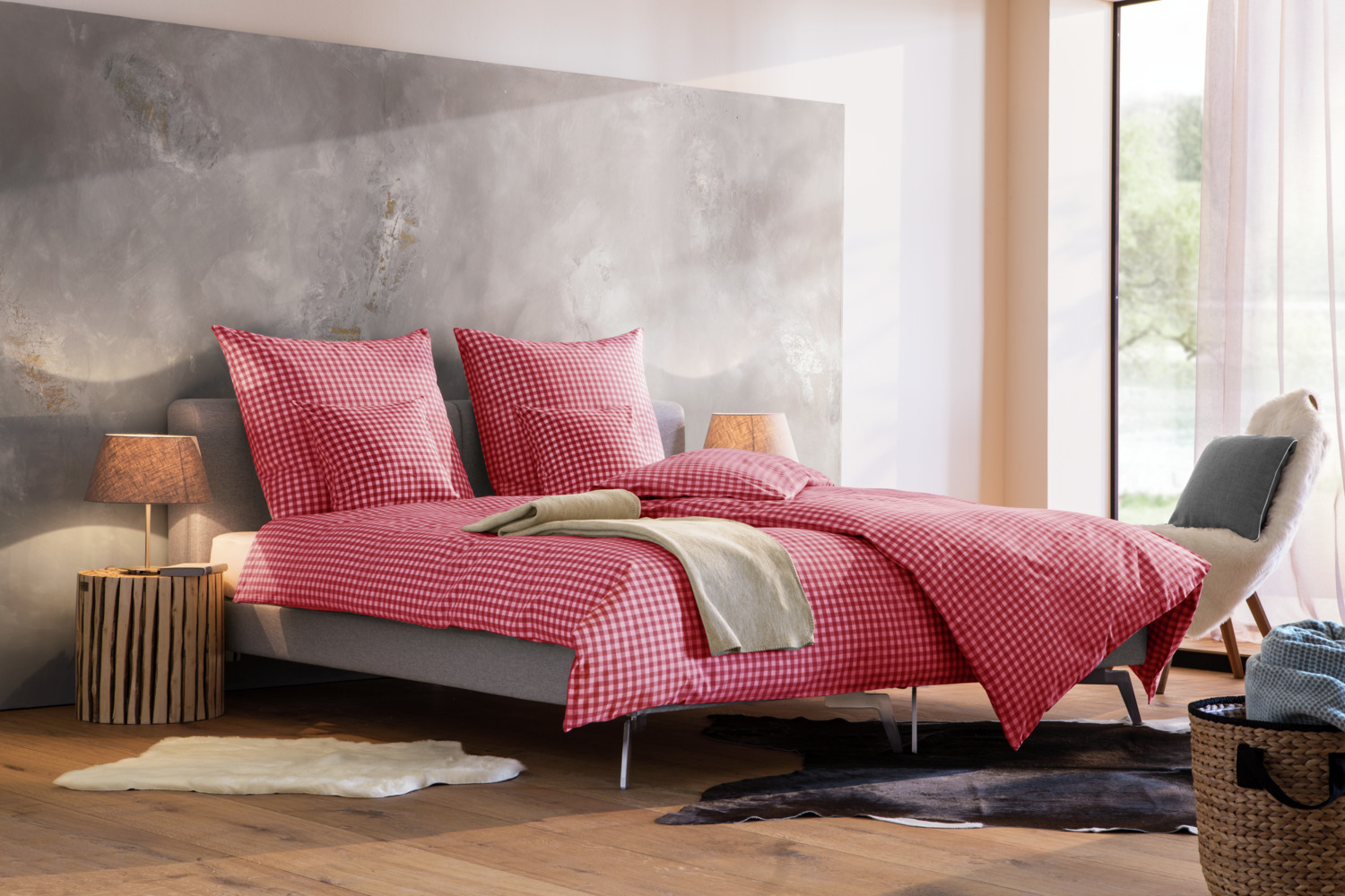 ERWIN M. LUSINI Tux Bedding Set, 100% Mercerized Cotton Renforce, Traditional Check Pattern, 140x200 cm Duvet, 70x90 cm Pillowcase, OEKO-TEX Standard 100