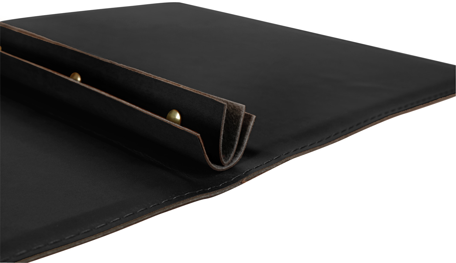 Pulsiva Aragon Menu Folder, Black, DIN A4 25.5 x 33 cm, Faux Leather Menu Cover with Gold Embossed Text and Metal Corner Protectors, Screw Binding