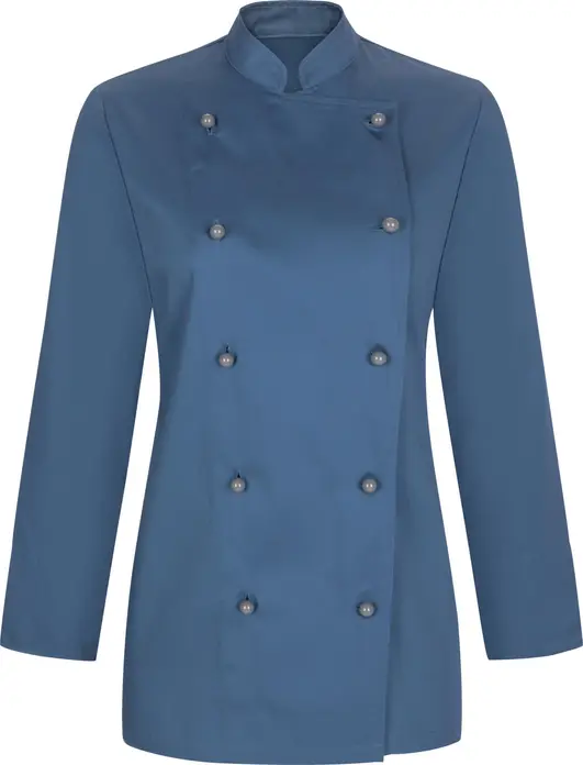 Jacket Bucatar femei PULSIVA Pauline, Bleumarin, Marime 42, Maneca Lunga, 65% Poliester 35% Bumbac, 200 g/m², Închidere cu 5 Butone pe Două Rânduri, OEKO-TEX Standard 100